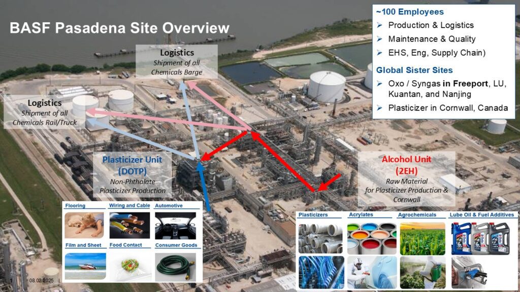 Picture shows the BASF Pasadena plant and what it makes